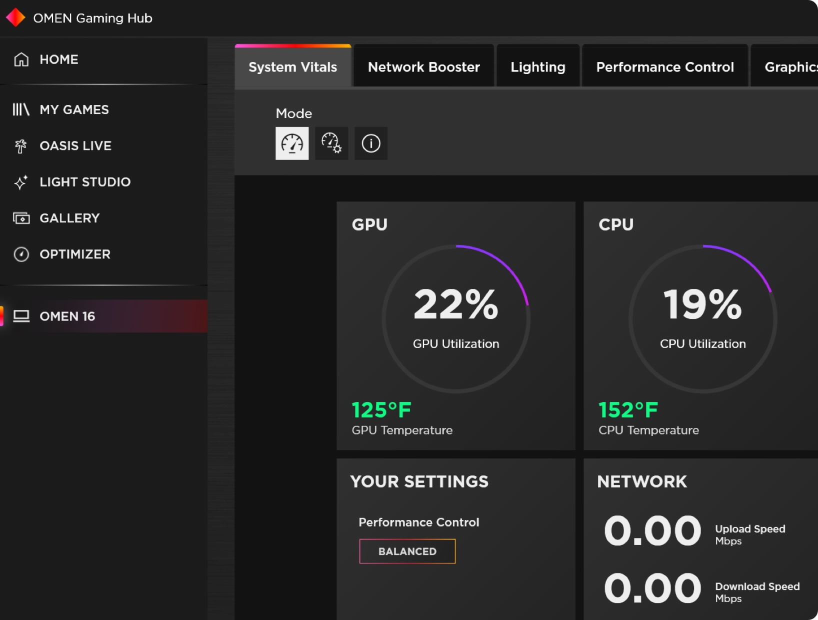 OMEN Gaming Hub UI