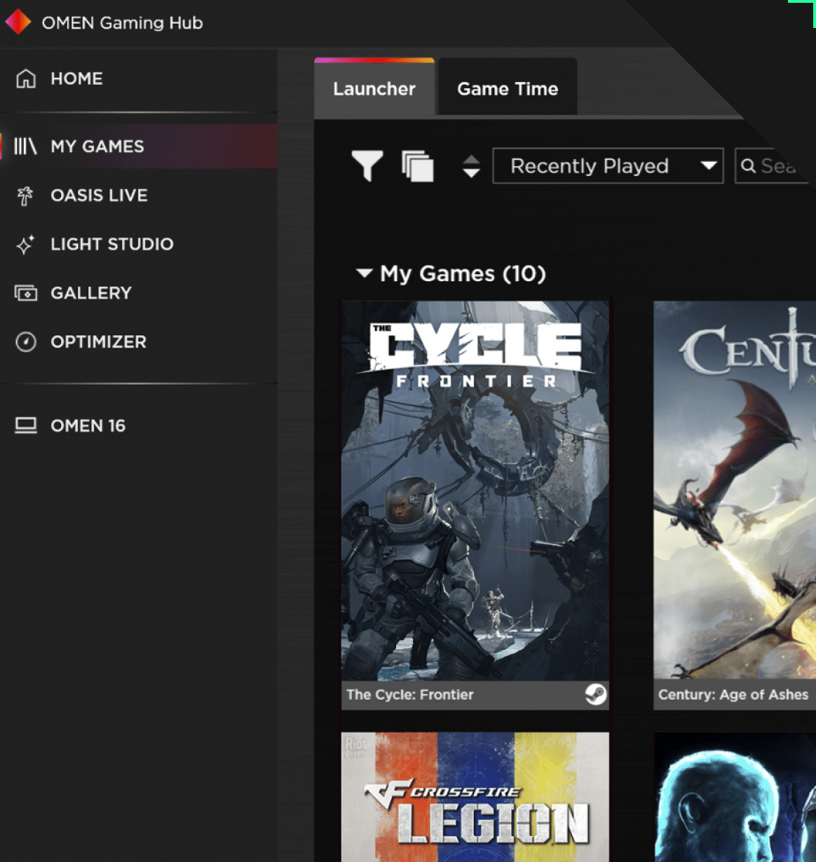 OMEN GAMING HUB UI​