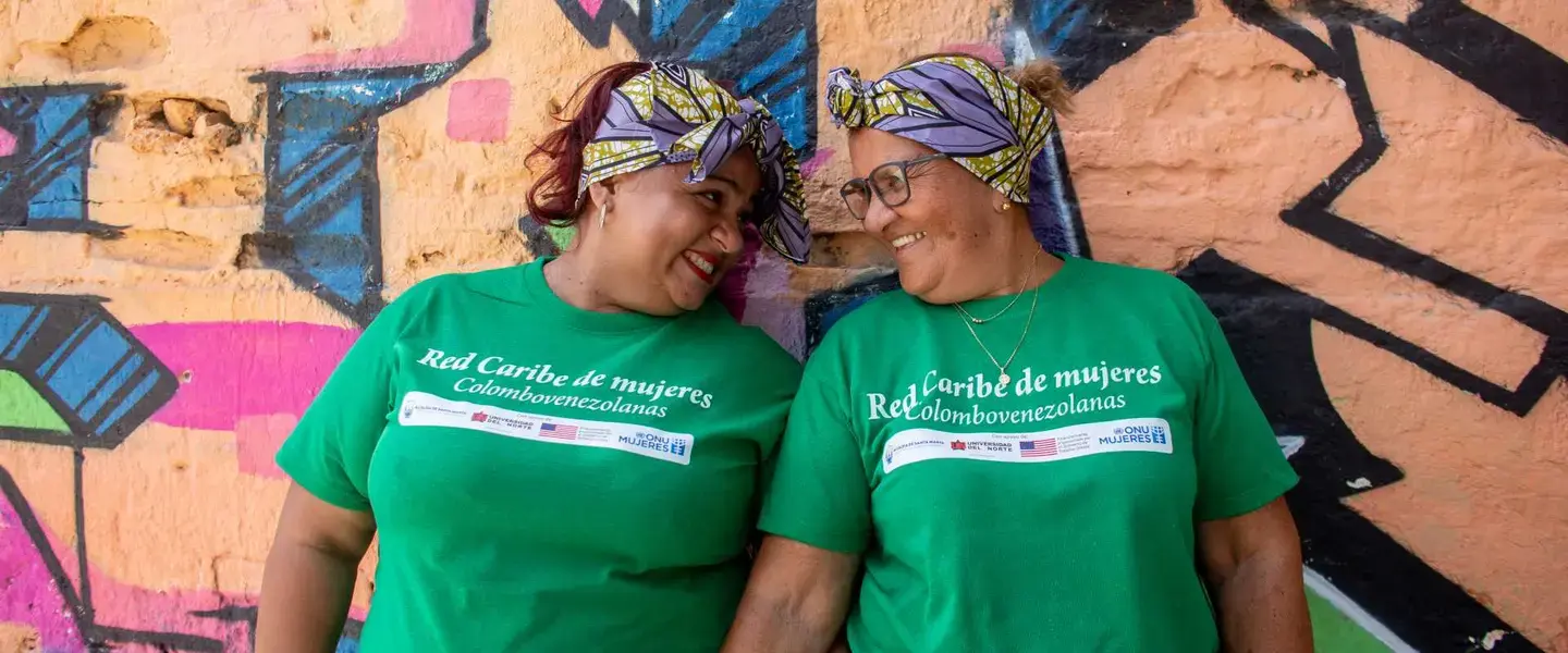 Two women from a UN Women project in Colombia working with Venezuelan migrant women.  venezuelan 