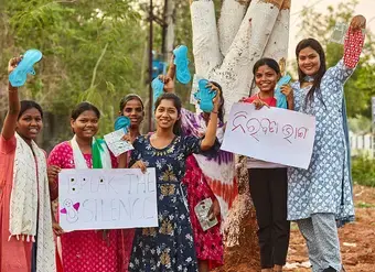 MHH Champion Payal Patel (pictured at right) is known as the Pad girl of Odisha. She has developed a basket of affordable and sustainable menstrual products for women. She has also lead the "Chuppi Todi" campaign to help create awareness, remove taboos and create open and healthy discussions regarding MH. Payal has created her own IEC material for sharing with adolescents at such meetings.
