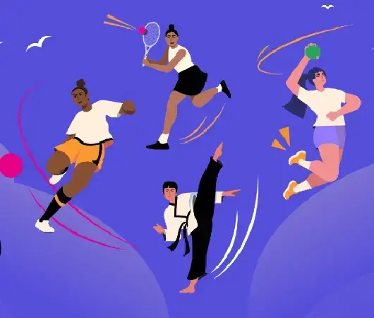artwork featuring diverse female athletes