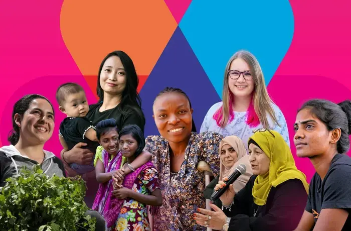 Collage de femmes du monde entier pour marquer les 15 ans d’ONU Femmes.